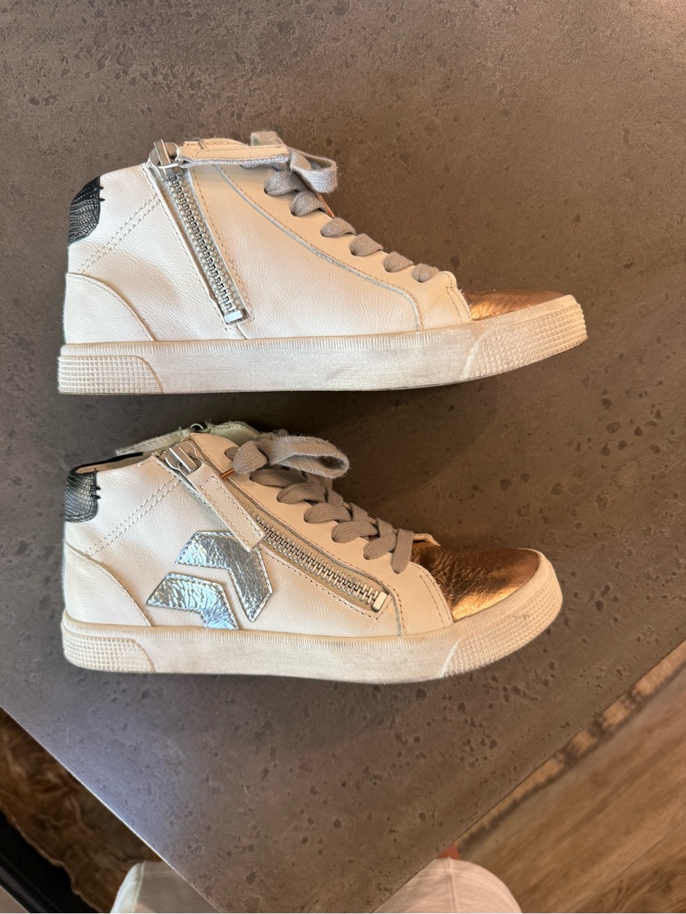 Dolce Vita Cream High-Top Sneakers with Gold Toe - Picture 3 of 8